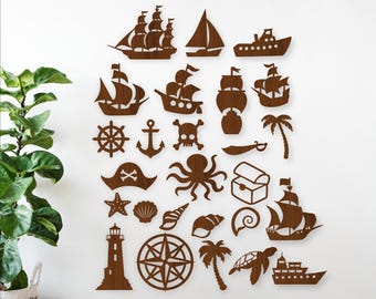 Nautical Laser Cut Shapes: SVG ocean cut out wall decor for kids (Digital Download)