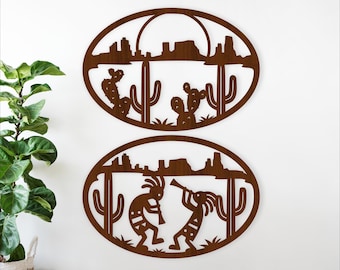 Southwest Desert Wall Art SVG Bundle - Monument Valley Cactus & Kokopelli Signs (Digital Download)