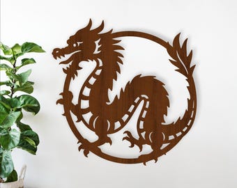 Chinese Dragon Wall Sign -Laser Cut Fantasy Dragons home decor (Digital Download)