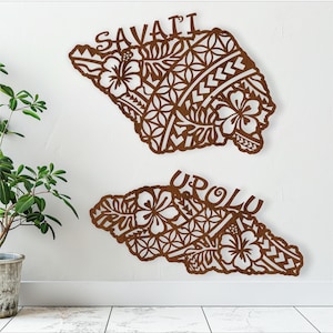 Samoa ontwerp SVG-lasergesneden bestand, wanddecoratie. eilanden Savati, Upolu, kaart, vectorbestand ai, cdr, dxf, pdf