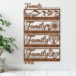 Conjuntos de calendarios familiares x 4 archivos vectoriales SVG ai, cdr, dxf, descarga instantánea, diseño digital, corte láser, calendario de pared, 4 temas