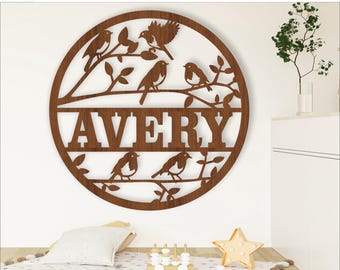 Bird Name Sign SVG: Laser Cut Wall Hanger Template (Digital Download)