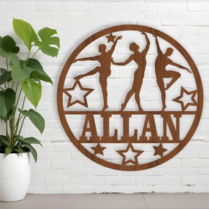 Balletttänzer Namensschild, SVG, Tür- oder Wandhänger mit Tanzmotiven, Laserschnittvorlage, sofortiger Download Vektordatei Ai, Cdr, Dxf