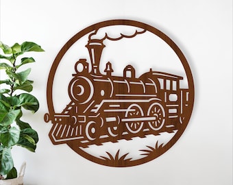 Steam Train Wall Art SVG - Vintage Locomotive Laser Cut Sign (Digital download)