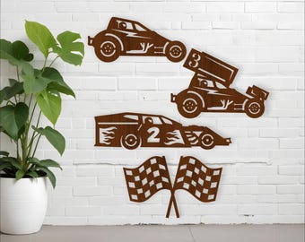 Dirt racer silhouette cut out shapes - digital download laser cut dirt racer cut outs
