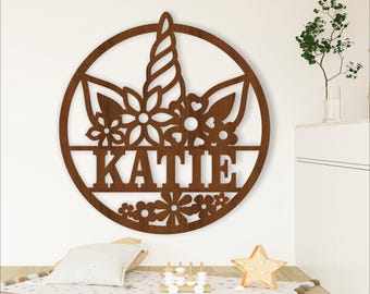 Unicorn Name Sign: Laser Cut Fantasy Door Hanger SVG (Digital Download)