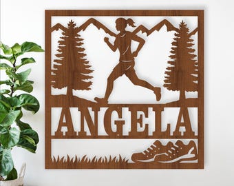 Runner female Name Sign – SVG Laser Cut Running Themed Wall Art (Digital Download)