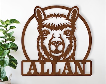 Alpaca Name Sign SVG: Personalized Farm Laser Cut (digital download)
