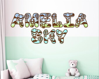 Hot Air Balloon Alphabet SVG: Layered Letters, Laser Cut Files (Digital Download)