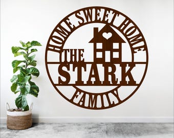 Family Name Sign Laser Cut SVG – Home Sweet Home personalized decor (Digital Download)