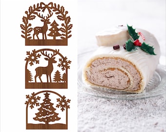 Laser Cut Yule Log Ends & Toppers: Christmas SVG Files (Digital Download)