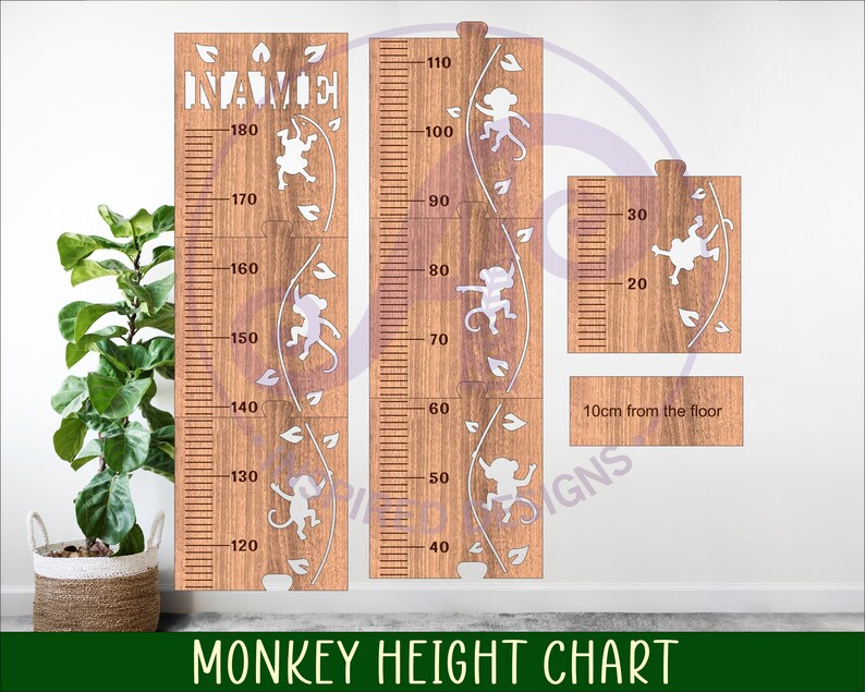 Monkey Height Chart SVG: Laser Cut Kids Room Decor (digital Download ...