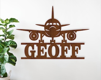 Airplane Name Sign SVG -Personalized Plane Laser Cut Nursery Decor (Digital Download)