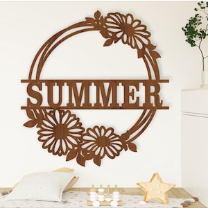 Madeliefje krans naambord SVG lasergesneden sjabloon, deur- of muurhanger, vector bestand ai, cdr, dxf pdf instant download twee opties