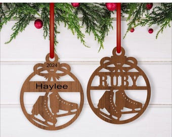 Ice Skating Christmas Ornament SVG Laser Cut Template (Digital Download)