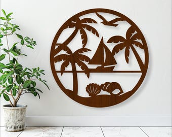 Beach Sailboat Wall Art: Coastal Theme Laser Cut File (Digital Download)