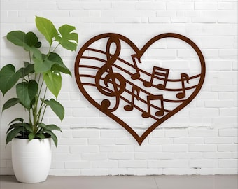 Music Heart Wall Art SVG: Laser Cut Files (Digital Download