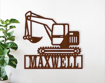 Excavator name sign SVG, Personalized Digger Laser Cut Wall Art (Digital Download)