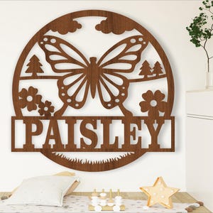 Butterfly Name Sign SVG: Laser Cut Nursery Decor Template (Digital Download)