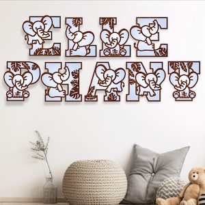 Lindo conjunto de letras del alfabeto de elefante. Letras de 2 capas. 45 opciones de letras. Archivos vectoriales SVG ai, cdr, dxf y pdf/descarga digital instantánea.