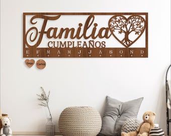 Family Birthday Calendar SVG: Heart Tree Design, Laser Cut Files (Digital Download)
