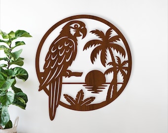 Parrot Bird wall art SVG - laser cut Tropical birds home decor sign (digital download)