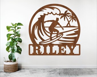 Surfer Name Sign SVG File: Ocean Theme, Laser Cut (Digital Download)