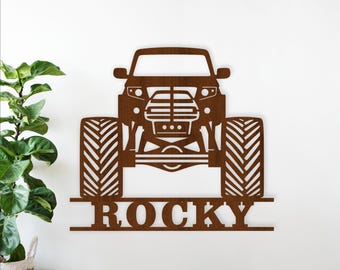 Monster Truck Name Sign Laser Cut File, Personalized Wall Decor SVG (Digital Download)