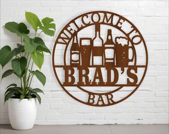 Personalized Bar Sign SVG: Laser Cut Alcohol Theme Wall Hanger (Digital Download)