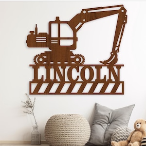 Nome da placa Digger SVG tema de construção modelo de corte a laser, porta ou cabide de parede, arquivo vetorial ai, cdr, dxf pdf download instantâneo