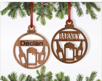 Beer Christmas Ornaments SVG laser cut, instant download Pdf, Dxf, Ai and Cdr template.