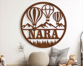 Hot Air Balloon Name Sign: Ballooning laser cut personalized sign (Digital Download)