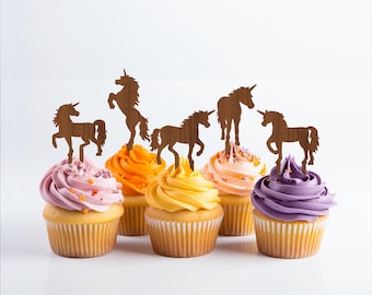 Unicorn Cupcake Toppers: 6 Laser Cut Designs (Digital Download)