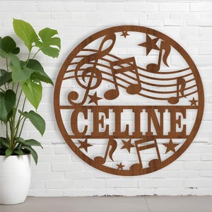 Musik Namensschild, SVG, Musikalische personalisierte Schild, Laser geschnitten Vorlage, sofortiger Download Vektor-Datei