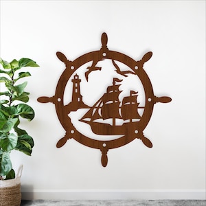 Nautical Ships Wheel Wall Art: Ocean, Ship Lighthouse SVG home decor (Digital Download)