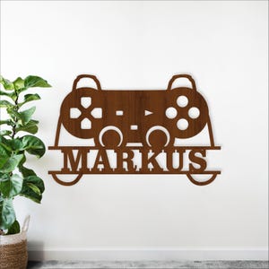 ゲームコントローラのネームサイン - ゲーマー向けパーソナライズレーザーカットSVGウォールアート（デジタルダウンロード）
