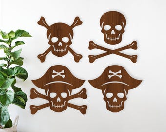 Skull and Crossbones SVG Bundle: 4 Laser Cut Pirate, Jolly Roger Designs (Digital Download)