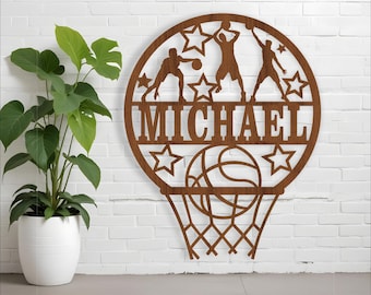 Basketball Name Sign: Sport Themed Wall Decor, Laser Cut File (SVG, Ai, Cdr, Dxf)