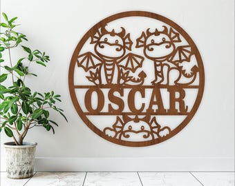 Dragons name sign laser cut SVG design (digital download)