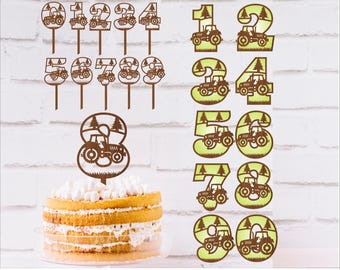 Tractor Numbers SVG: Farm Birthday Cake Toppers, Wall Decor (Digital Download)