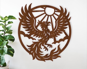 Phoenix Wall Art SVG - Rising Phoenix Home Decor - Laser Cut Files (Digital Download)