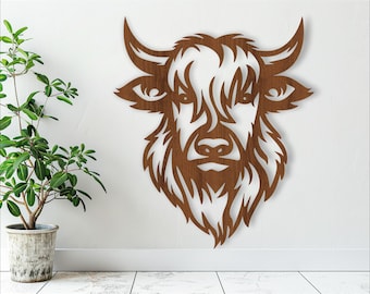Highland cow design. laser cut file. vector file SVG ai, cdr, dxf instant download, wall art