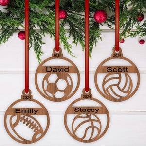 Boule de sport, décorations de Noël, 4 modèles de découpe laser SVG, téléchargement immédiat modèle Pdf, Dxf, Ai et Cdr.