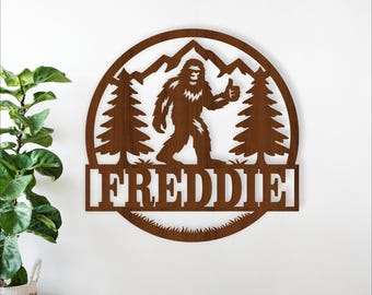 Bigfoot Name Sign: Personalized Sasquatch Theme Laser Cut File - forest home decor (Digital Download)