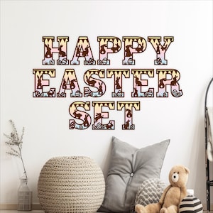 Letras SVG de Pascua: Alfabeto en capas con tema de conejito - Signo de conejo, archivos cortados con láser (descarga digital)