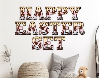 Easter Letters SVG: Layered Alphabet Bunny theme- Rabbit sign Laser Cut Files (Digital Download)