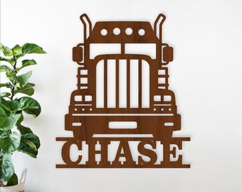 Semi Truck Name Sign SVG - Trucking Personalized Laser Cut Wall Art (Digital Download)
