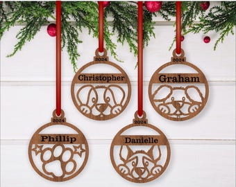 Dog Christmas Ornaments: Laser Cut SVG Template (Digital Download)