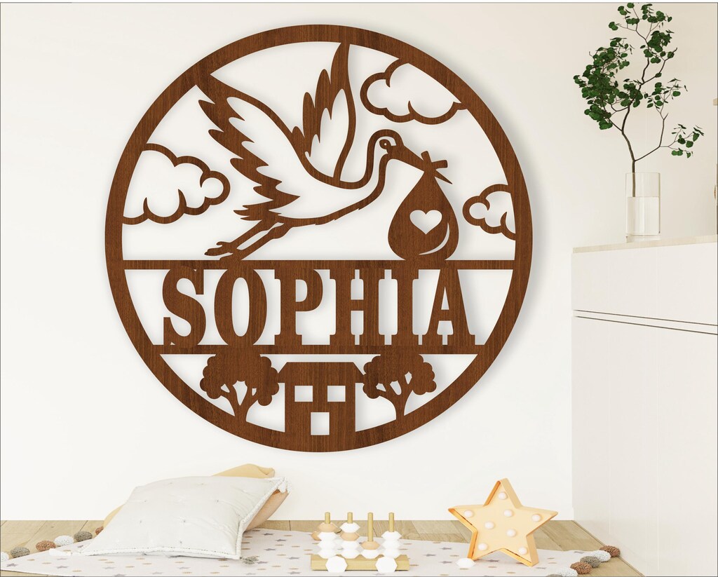 AT 10 Formine Di Legno – Cicogna E Neonato – Compensato 3 Mm – 11x13 Cm – Per Scrapbooking, Biglietti E Decorazioni Fai-da-Te