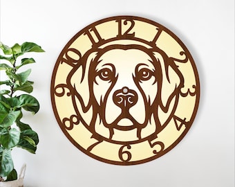Golden Labrador Dog Clock Laser Cut design - Dog home decor (Digital Download)